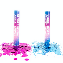 Load image into Gallery viewer, pink or blue gender reveal confetti cannon biodegradable