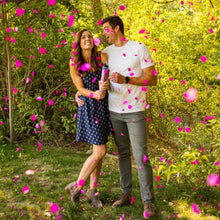 Load image into Gallery viewer, pink gender reveal biodegradable confetti cannon