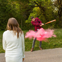 Load image into Gallery viewer, Gender reveal sports ideas pink color powder gender reveal baseball girl