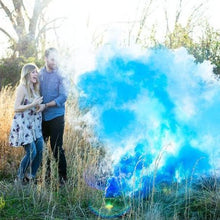 Load image into Gallery viewer, blue smoke bomb for gender reveal party