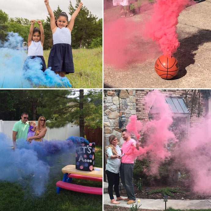 Gender Reveal Parties Products from Cannons to Smoke Bombs
