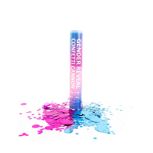 pink and blue biodegradable confetti cannon