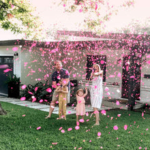 Load image into Gallery viewer, biodegradable pink confetti cannons for gender reveal party

