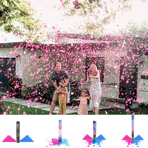 gender reveal party ideas with party poppers