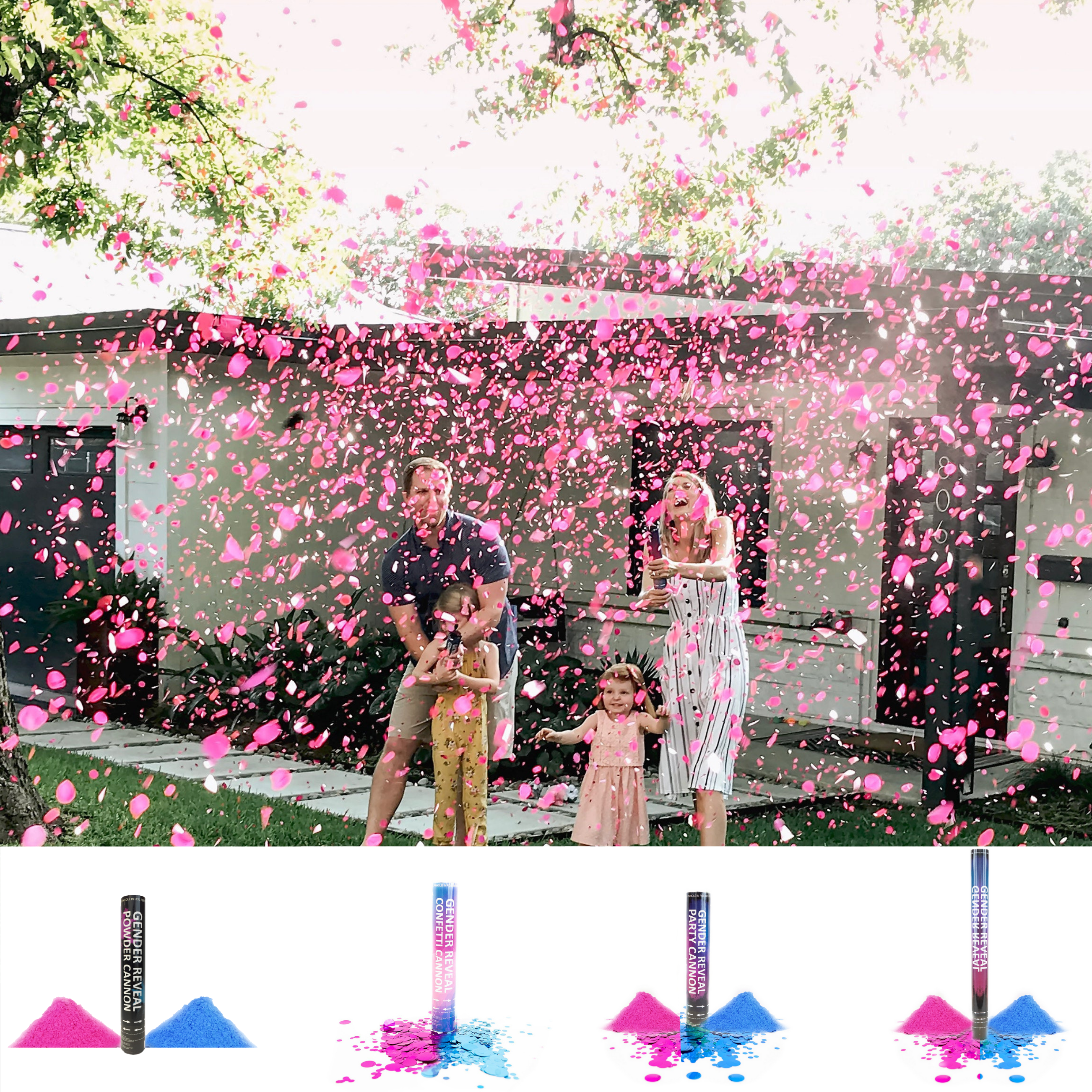 Pink Gender Reveal 24 Mixed Cannons - Powder & Confetti - SALE