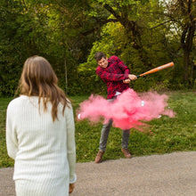 Load image into Gallery viewer, it&#39;s a girl gender reveal baseball poof! powder smoke baseball holi color powder gender reveal sports tee up
