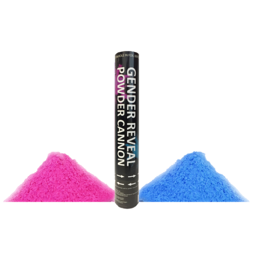 pink or blue gender reveal powder smoke cannon with discreet label