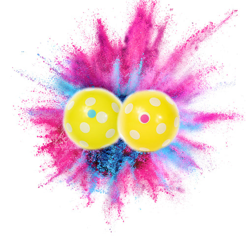 pink or blue exploding tennis balls 