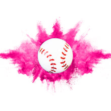 Load image into Gallery viewer, pink gender reveal baseball with biodegradable colored powder 
