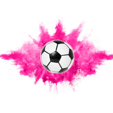 Load image into Gallery viewer, pink powder soccer ball for gender reveal celebration
