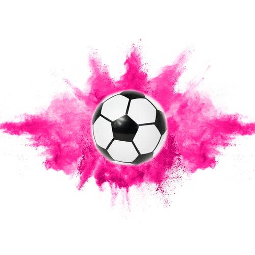 pink powder soccer ball for gender reveal celebration