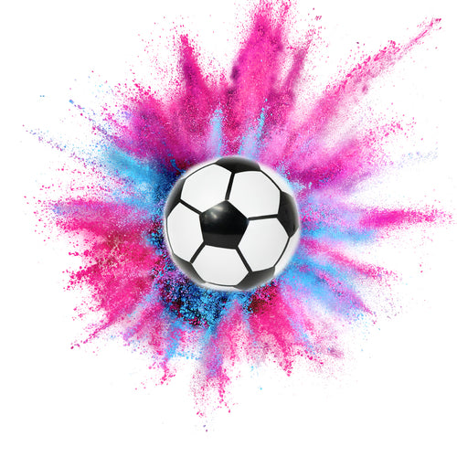 pink or blue powder filled gender reveal soccer ball kit
