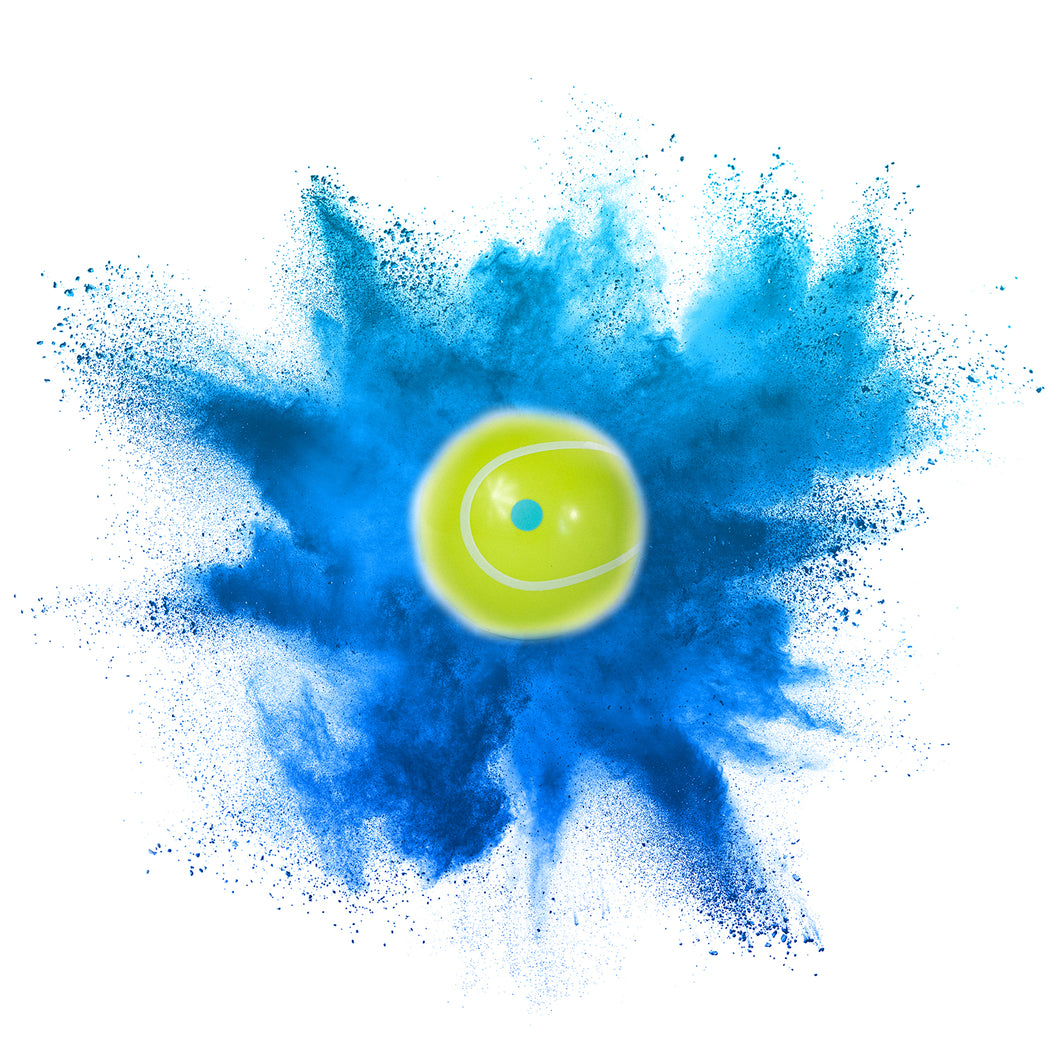 blue powder tennis ball for gender reveal celebration