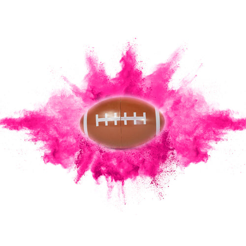 pink powder filled football for it's a girl gender reveal party